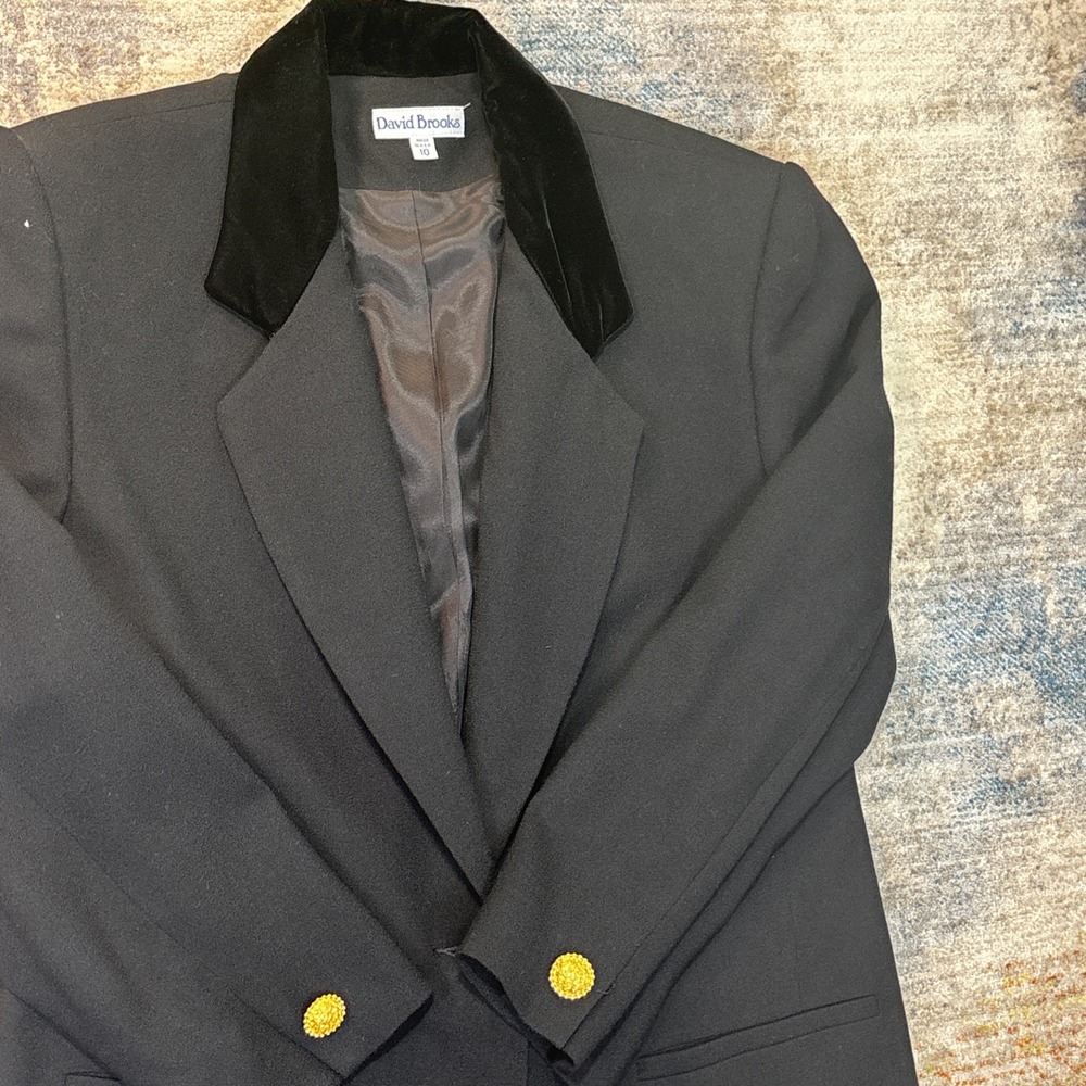 David Brooks Vintage Womens Wool Blazer Size 10‎ Nautical Gold Buttons